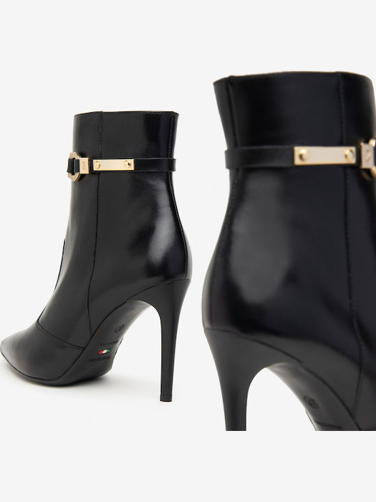Leder Damen Stiefeletten Schwarz