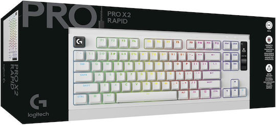 G Pro X2 Rapid геймърска клавиатура без цифров блок с магнитни превключватели и RGB осветление (Английски (САЩ)) бяла