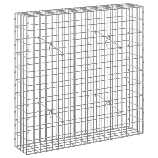 vidaXL Steel Gabion Box for Garden Fence 100x20x100 cm Silver