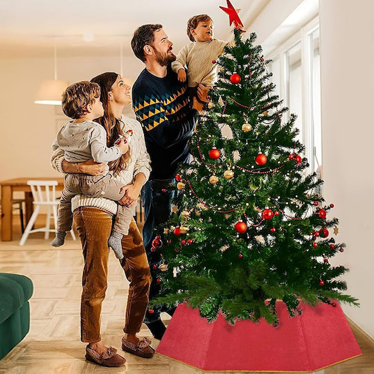 Metallischer Weihnachtsbaumständer in Rot mit Samttextur Ø 63 cm