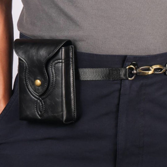 Avizar Faux Leather Belt Holster Case Foldable Phones Shoulder Strap Black