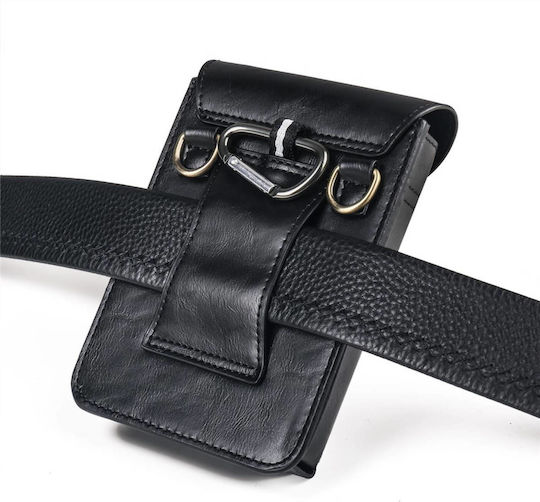 Avizar Faux Leather Belt Holster Case Foldable Phones Shoulder Strap Black