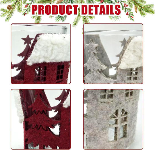 Weißer Weihnachtskerzenhalter aus Glas 8,5 × 7,5 cm