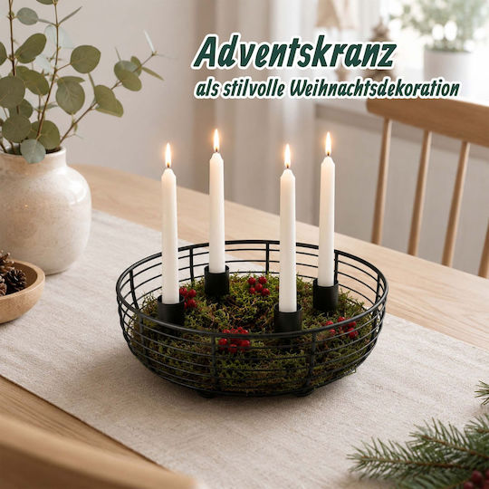 Relaxdays Suport Metalic Negru pentru Lumânare de Crăciun 20.5x20.5 cm