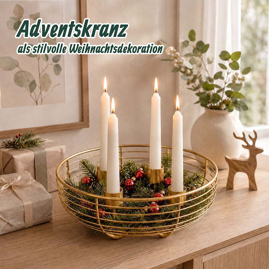 Relaxdays Suport Metalic Auriu pentru Lumânare de Crăciun 20,5x6 cm