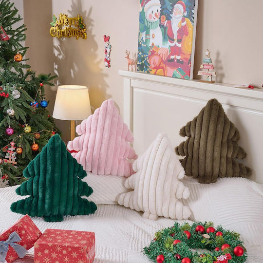 Christmas Decorative Tree Pillow Soft 2 Pieces Pink 45x40 Cm