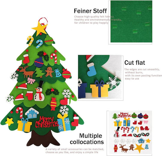 Christmas Decorative Fabric Tree 103cm Decorated Green