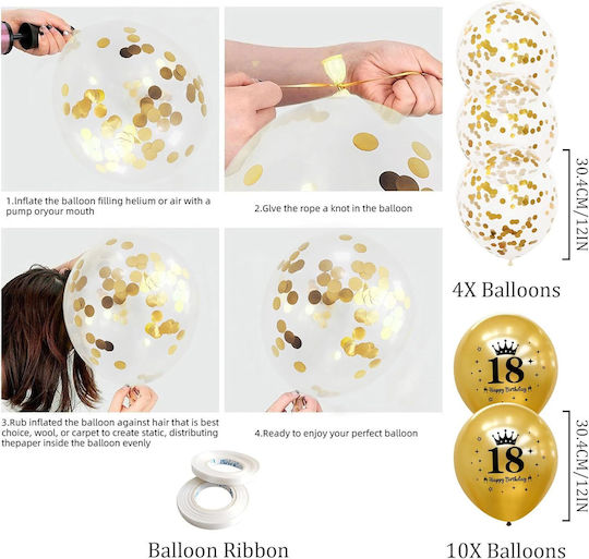 18th Birthday Decoration Set Banner Garland Black Gold Decorations
