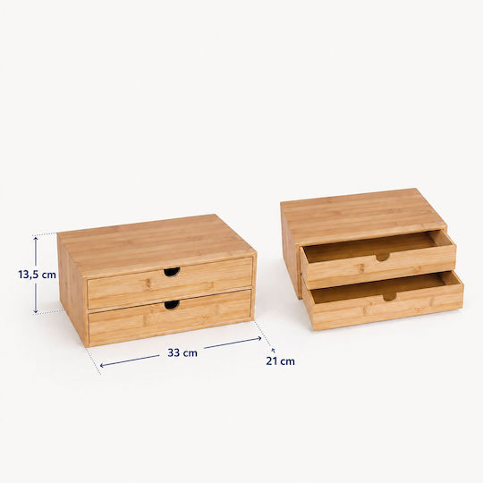 Relaxdays Sertar de Birou din Lemn cu 2 Compartimente 33x21x13.5cm Bej