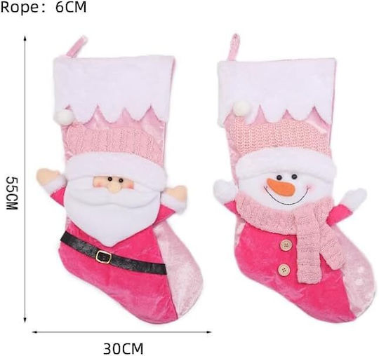 Geschenk Weihnachtlicher Dekorationsstrumpf aus Stoff Rosa 2 Stück