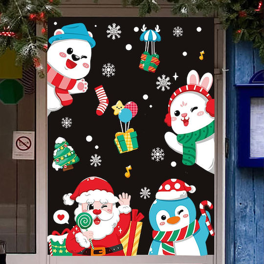 Weihnachtliche Fensteraufkleber Winterdekorationen 4 Stück Weiße Weihnachtsmänner
