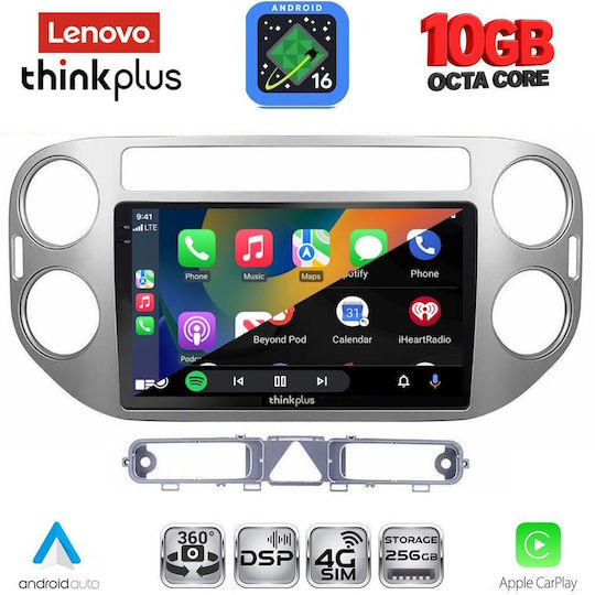 Lenovo Auto-Audiosystem für BMW X2 / X6 und Volkswagen Tiguan 2004–2011 (Bluetooth/USB/Wi-Fi/GPS/Apple CarPlay/Android Auto) mit 9"-Touchscreen