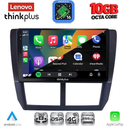 Lenovo Auto-Audiosystem für BMW X2 / X6 Subaru Forester / Impreza 2008–2013 (Bluetooth/USB/WiFi/GPS/Apple CarPlay/Android Auto) mit 9-Zoll-Touchscreen