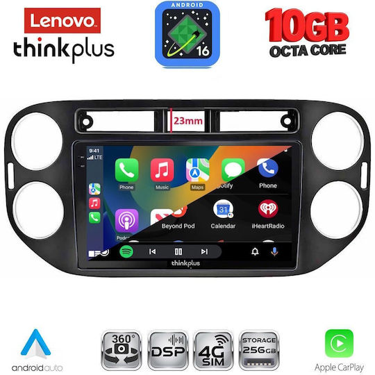 Lenovo Auto-Audiosystem für BMW X2 / X6 und Volkswagen Tiguan 2011–2016 (Bluetooth/USB/Wi-Fi/GPS/Apple CarPlay/Android Auto) mit 9-Zoll-Touchscreen