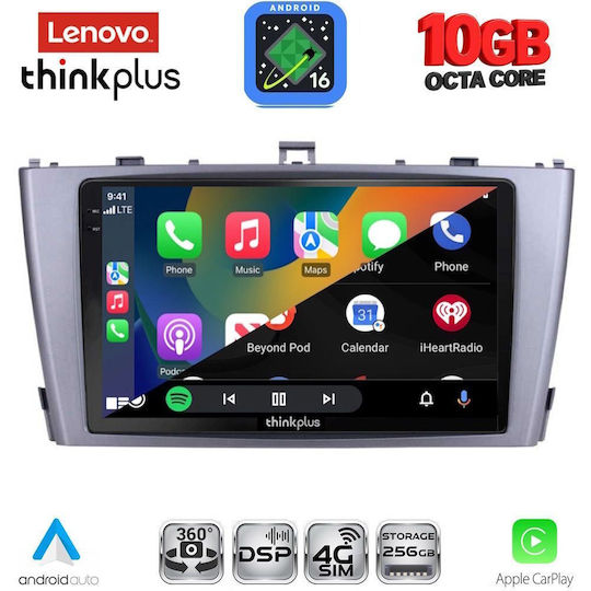 Lenovo Auto-Audiosystem für Toyota Avensis BMW X2 / X6 2009–2015 (Bluetooth/USB/WiFi/GPS/Apple-Carplay/Android-Auto) mit 9" Touchscreen