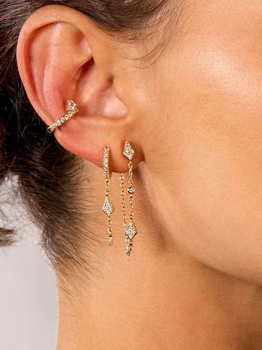 Mya Bay Losange Twin Earrings Gold Bo-338 Mya Bay Losange Twin Earrings Gold Bo-338
