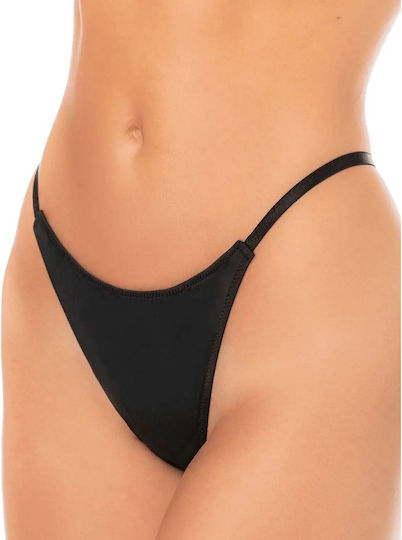 Mapalé Black Invisible Thong Rhinestones On Back Mal141blk