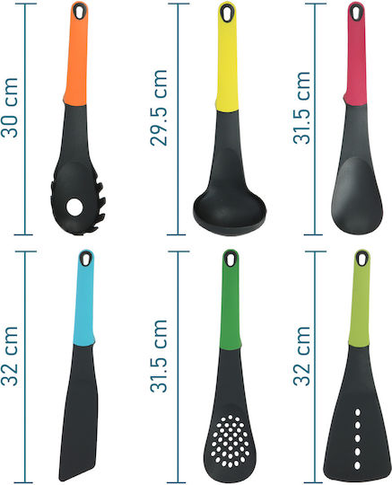 Cheffinger 6-piece Kitchen Utensil Set Ergonomic Handles Rotating Stand Multicolor