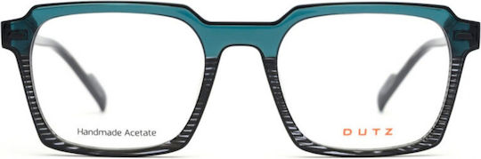 Dutz Dz2373-46 Herren-Korrektionsbrille in Petrol mit Acetatrahmen und schwarzen-weißen Details