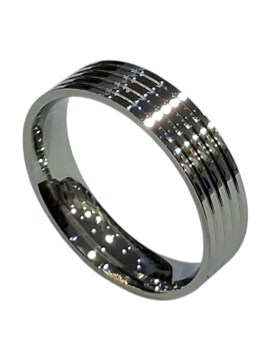 Kalliopi Silver Ανδρικό Δαχτυλίδι Βέρα από Ατσάλι