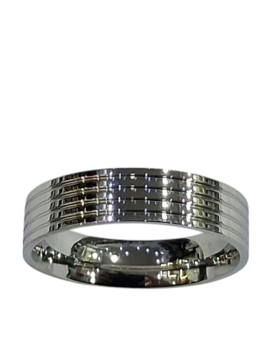 Kalliopi Silver Ανδρικό Δαχτυλίδι Βέρα από Ατσάλι