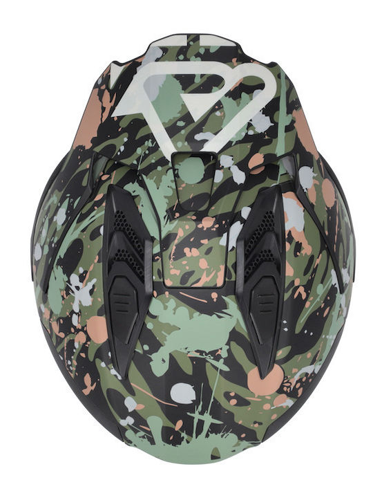Acerbis Aria Evo Graphic Verde/Maro Cască Moto Jet ECE 22.06 cu Parasolar