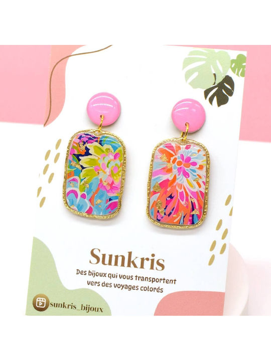 Тропически цветни обеци · Ръчно изработени от смола