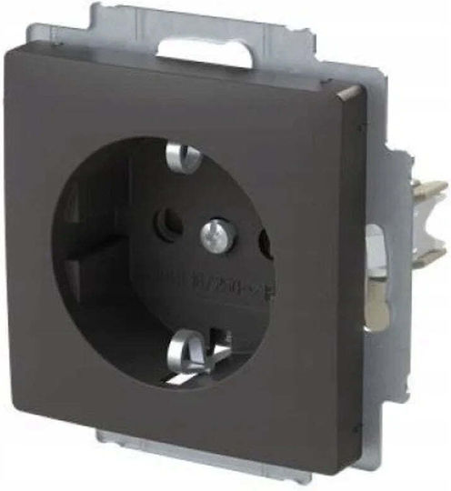 Abb Single Walled Power Socket with Lid Black