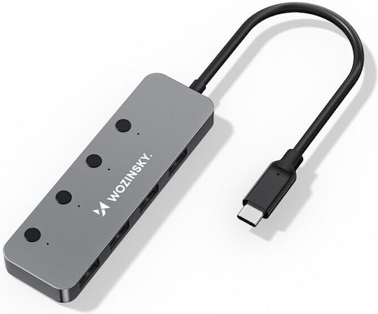 Wozinsky Hub 4 Θυρών USB 3.0 με σύνδεση USB-A / USB-C Γκρι