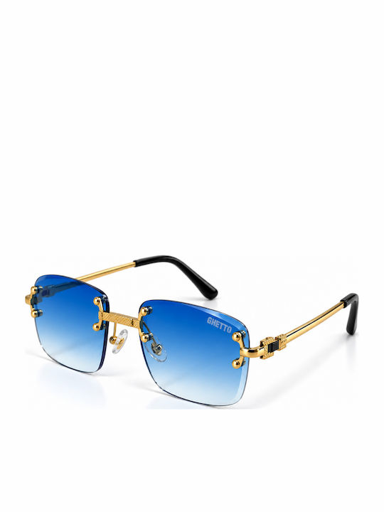 Ghetto Ochelari de Soare Unisex cu Ramă Metalică Blue / Gold Degrade