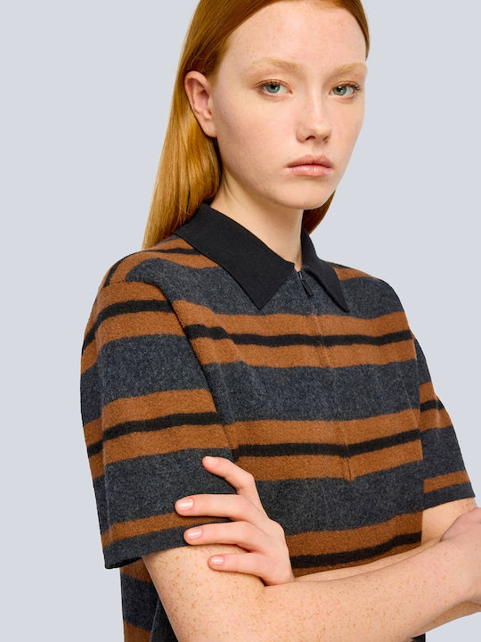 Elsa Women's Striped Multicolour Short Sleeve Polo Blouse