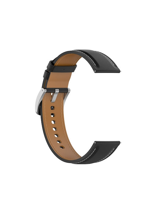 Universelles Armband für Uhren 20 mm aus echtem schwarzem Leder