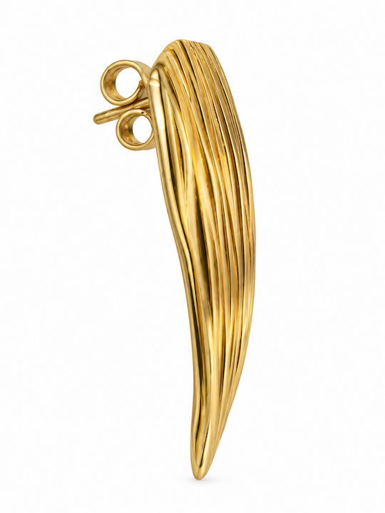 Enoch Rechteckige Ohrringe mit Relief-Linien in Goldfarben