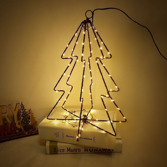 Illuminated Christmas Decorative Metal Tree 40cm Outdoor Battery-Powered White