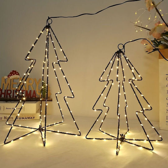 Illuminated Christmas Decorative Metal Tree 40cm Outdoor Battery-Powered White