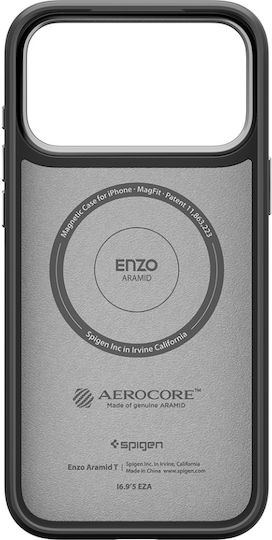 Husă Spigen Enzo Aramid T cu MagSafe pentru iPhone 18 Pro Max / iPhone 17 Pro Max, Negru și Argintiu