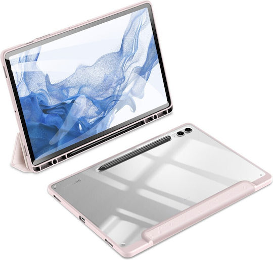 Dux Ducis Toby Series Tri-fold Tablet Case for Samsung Galaxy Tab S9 Fe+ 12.4" with Special Pen Slot, Transparent Reinforced Back, Light Pink