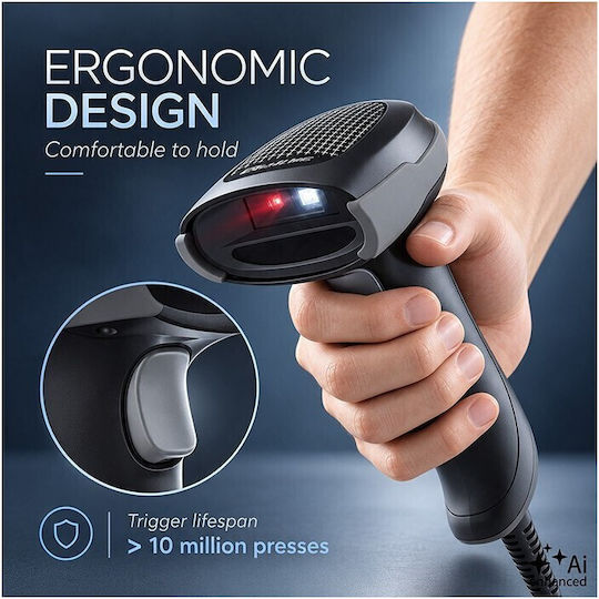 Qoltec Handheld-Scanner mit Linearer Bildgeber (1D) Barcodes