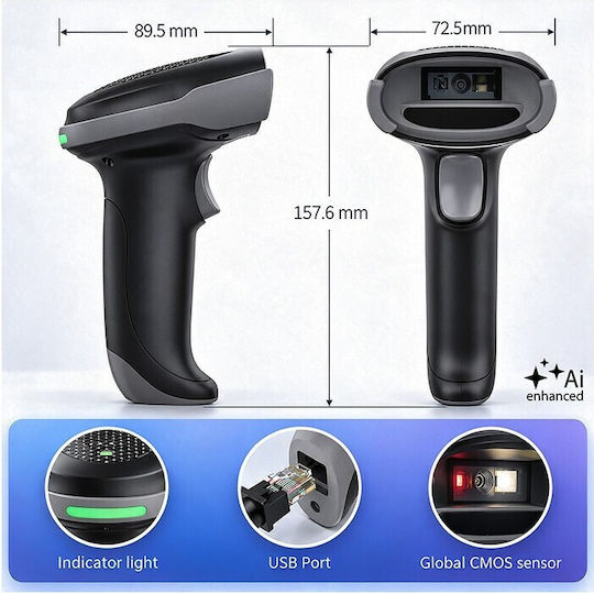 Qoltec Handheld-Scanner mit Linearer Bildgeber (1D) Barcodes