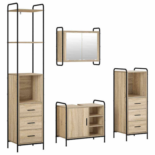 vidaXL Bathroom Vanity Unit Without Sink with Mirror W40xD36xH200.5cm Sonoma Oak