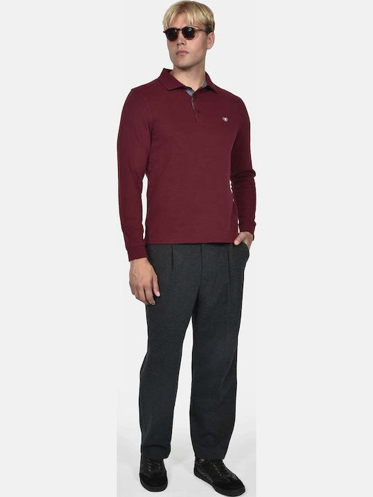 Long Sleeve Polo Shirt Burgundy