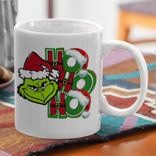 Koupakoupa Grinch Ho Ho Ho Weihnachtlicher Keramikbecher Weiß 330 ml