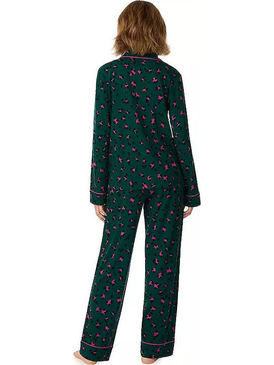 DKNY Зимен Дамски Комплект Пижама Green Prt