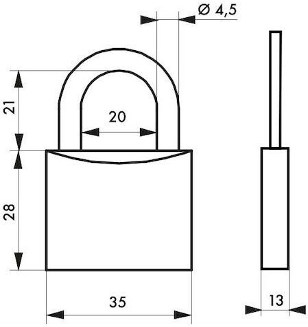 Thirard Shackle Padlock with Key 35mm