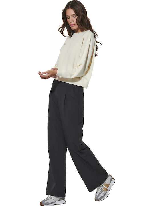 Cropped Damen-Sweatshirt in Ecru