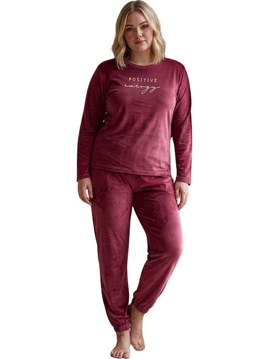 Boyraz Winter Women's Pyjama Set Burgundy