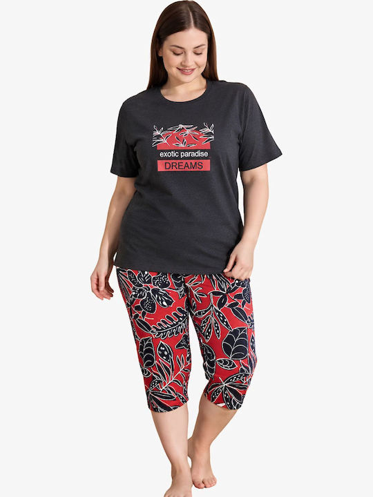 Boyraz Summer Women's Cotton Pyjama Set Charcoal