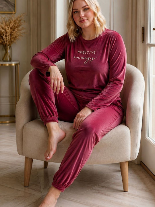 Boyraz Winter Women's Pyjama Set Burgundy