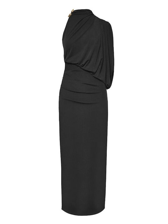 Maxi Βραδινό Φόρεμα Ντραπέ Black