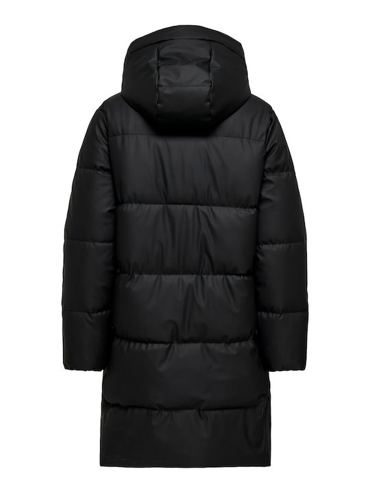 Agnes Μακρύ Γυναικείο Puffer Μπουφάν για Χειμώνα Black